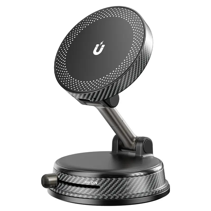 Car Magnetic Wireless Charger Phone Holder, 360° Rotation Vacuum Suction Cup Stand with 15W Fast Charging Dock for Iphone&Google, Free Magnetic Ring Included for All Phones
