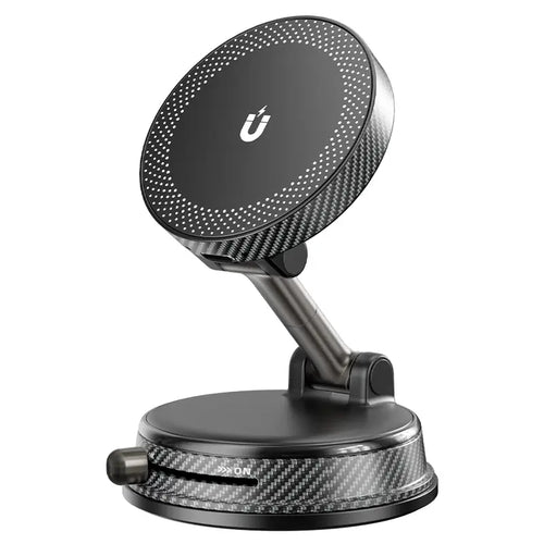 Car Magnetic Wireless Charger Phone Holder, 360° Rotation Vacuum Suction Cup Stand with 15W Fast Charging Dock for Iphone&Google, Free Magnetic Ring Included for All Phones