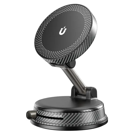 Car Magnetic Wireless Charger Phone Holder, 360° Rotation Vacuum Suction Cup Stand with 15W Fast Charging Dock for Iphone&Google, Free Magnetic Ring Included for All Phones