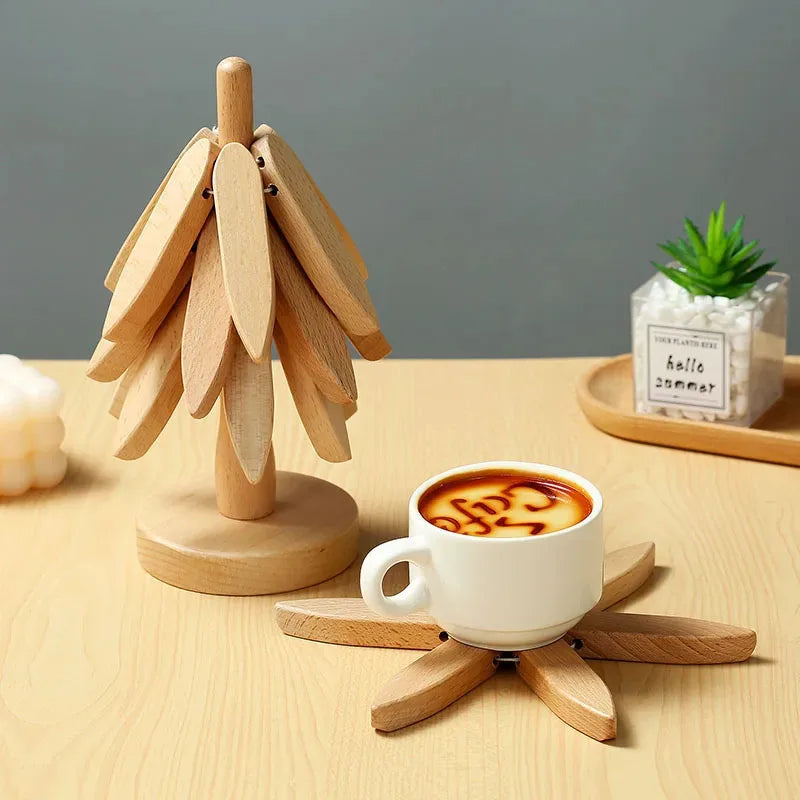 Thermal Insulation Mat Dining Table Decor Solid Wood Thermal Insulation Mat Small Tree Thermal Insulation Mat Creative Foldable