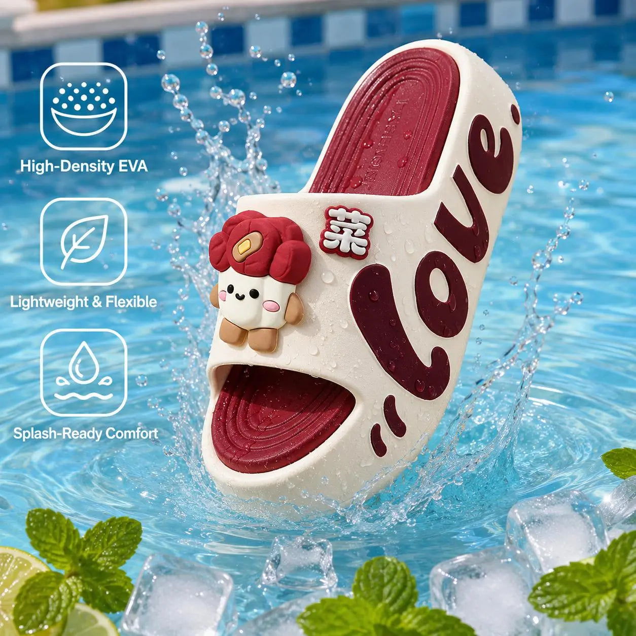 Women’S Animal Print Cloud Slides, EVA Thick Sole Slip-Resistant Slippers for Beach, Pool, Shower, Dorm, Indoor & Outdoor Wear