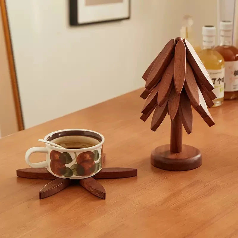 Thermal Insulation Mat Dining Table Decor Solid Wood Thermal Insulation Mat Small Tree Thermal Insulation Mat Creative Foldable