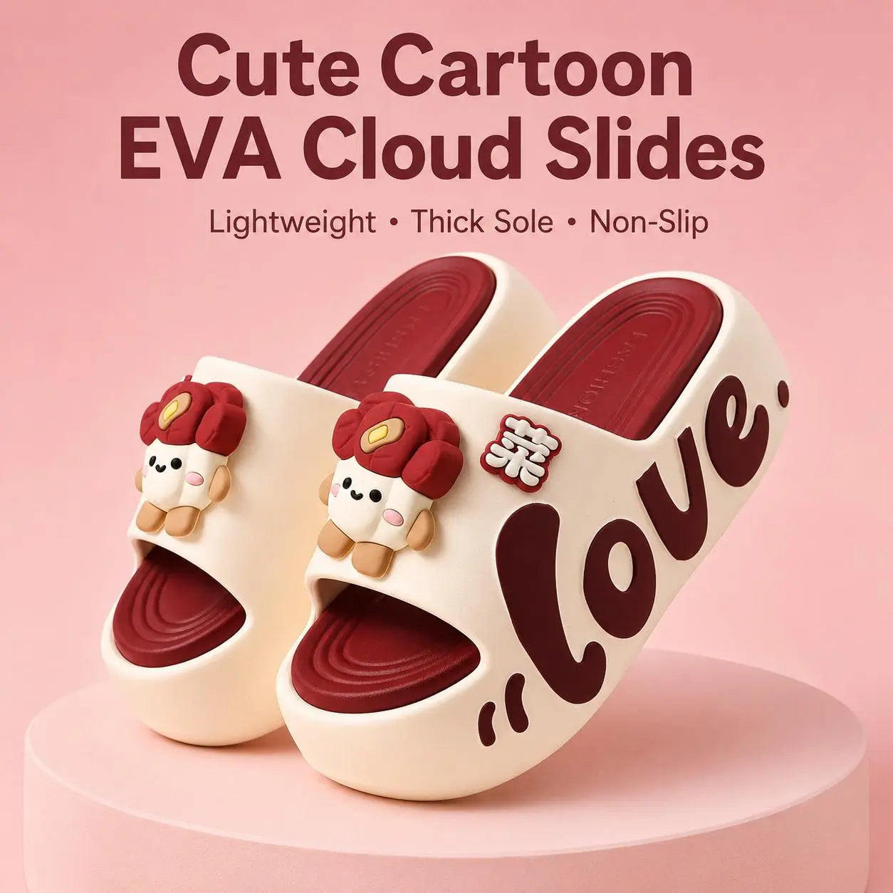 Women’S Animal Print Cloud Slides, EVA Thick Sole Slip-Resistant Slippers for Beach, Pool, Shower, Dorm, Indoor & Outdoor Wear
