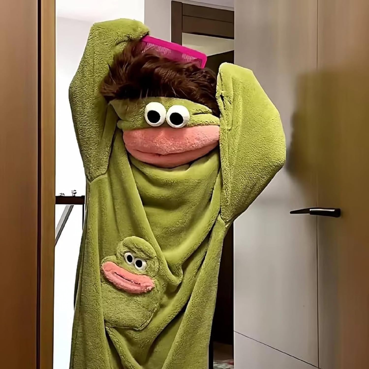 Silly Onesie Pyjama En Peluche Verte Monstre Onesie Combinaison Pyjama Femme Homme Silly Pyjamas Unisexe Hooded Confortable Manches Longues Soft Plush Sleepwear Mignon Dessin Animé Loungewear